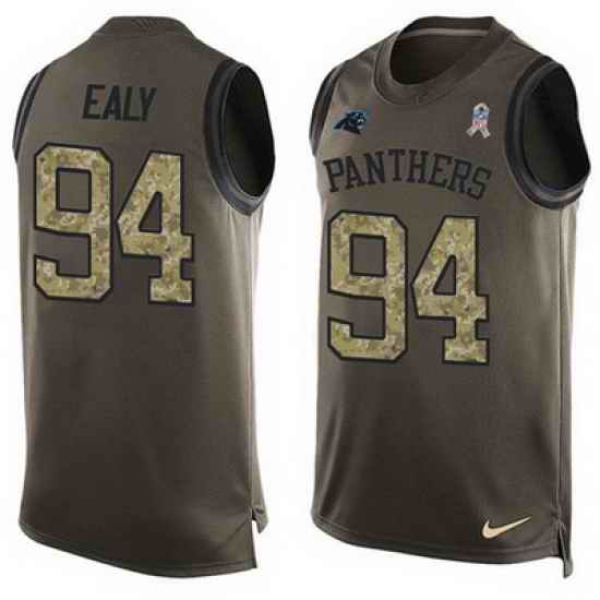 Nike Panthers #94 Kony Ealy Green Mens Stitched NFL Limited Salute To Service Tank Top Jersey